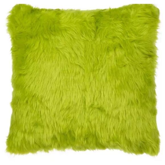 Green Faux Fur Grinch Face Pillow - Picture 3 of 3